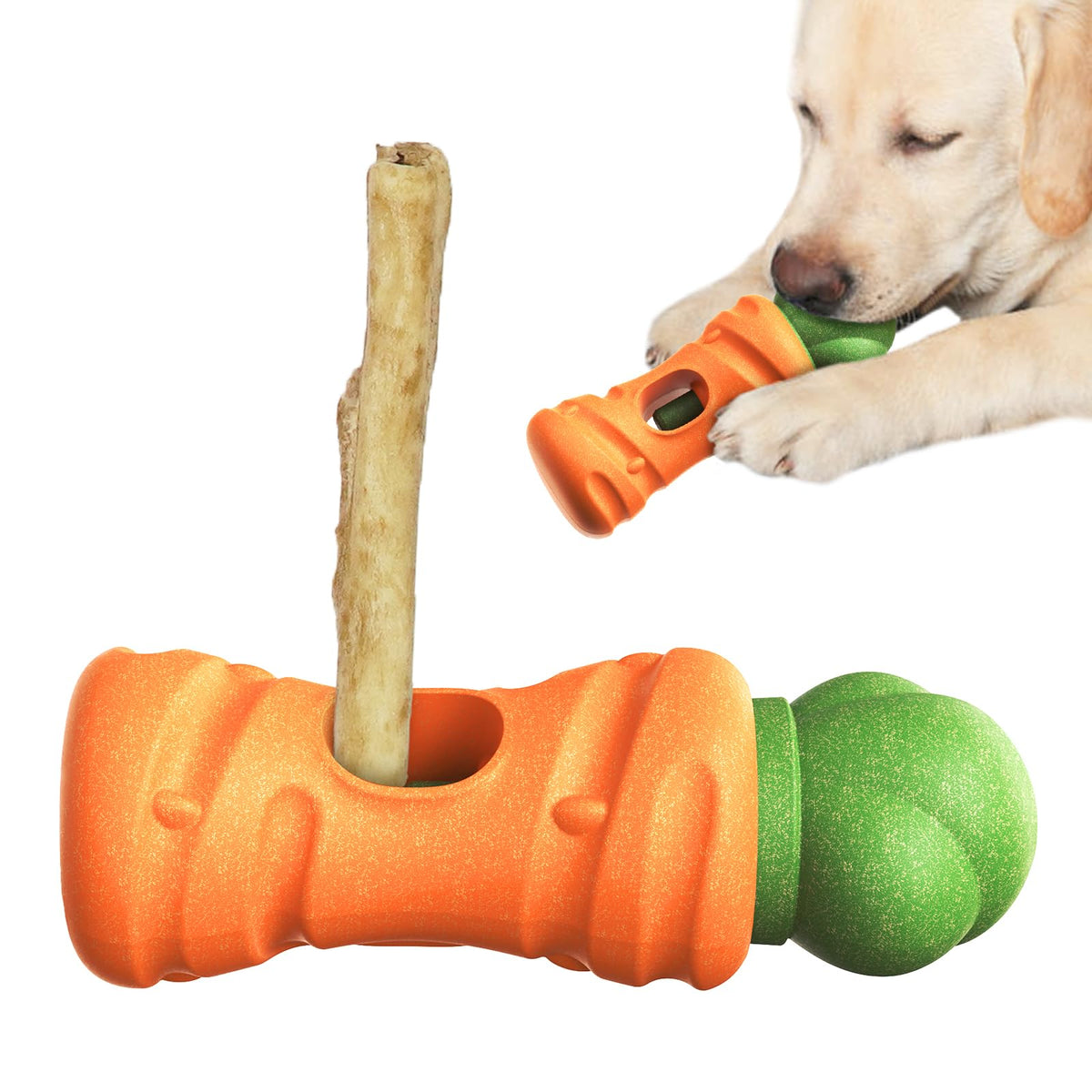 Kogven bully stick holder with secure-lock keeps chews safe during play.