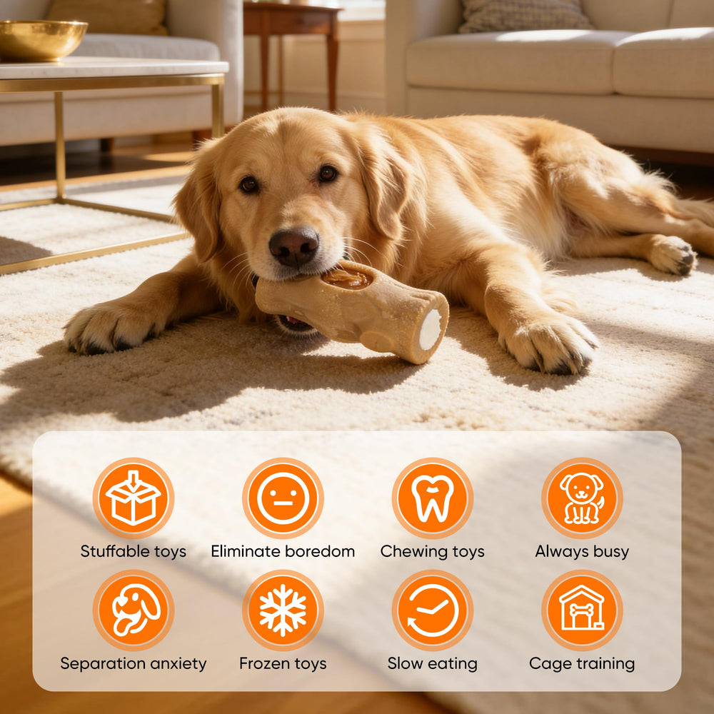 kogven treat-dispensing chew toy demonstrates kibble slot for mental stimulation