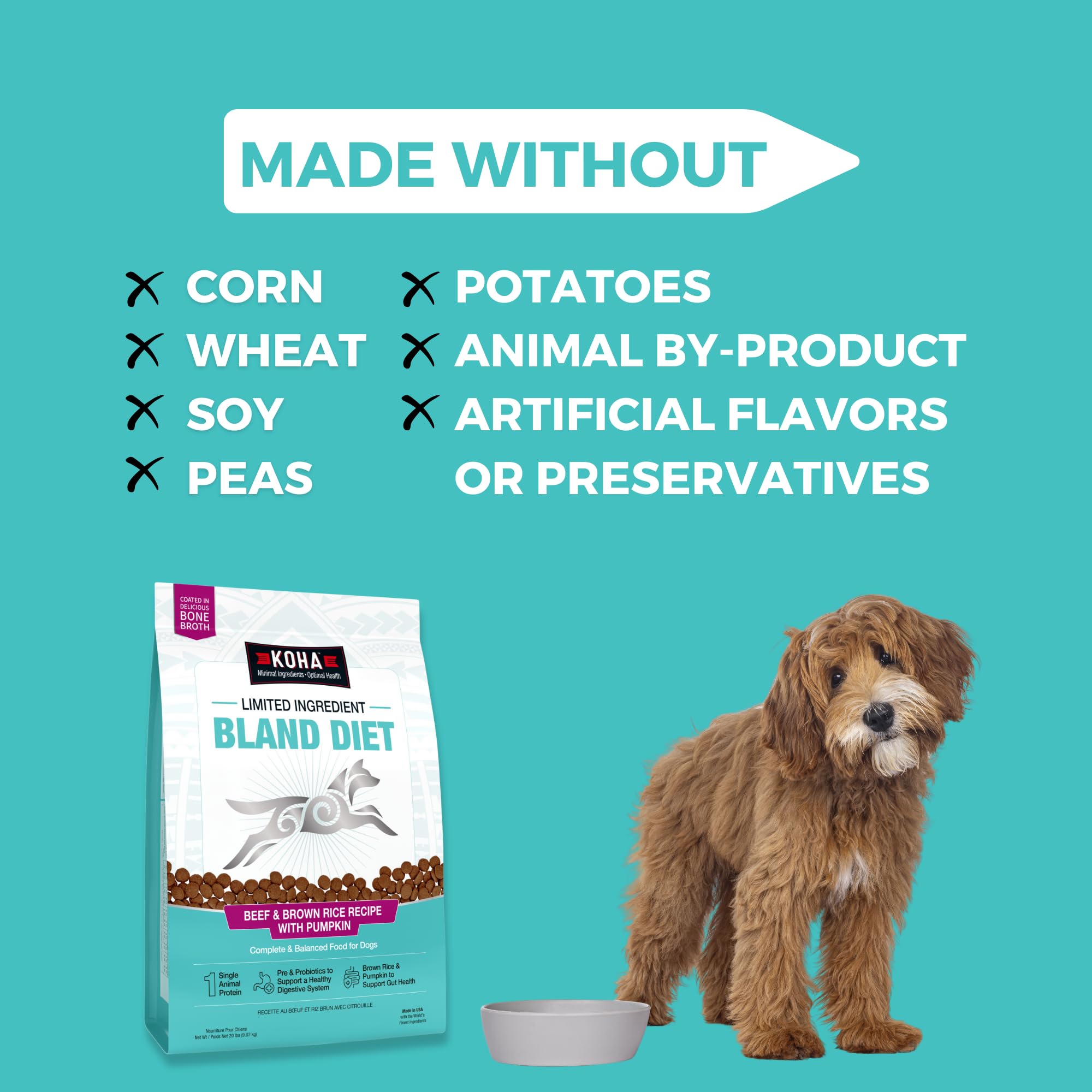 KOHA beef pumpkin brown rice ingredient blend for digestion comfort