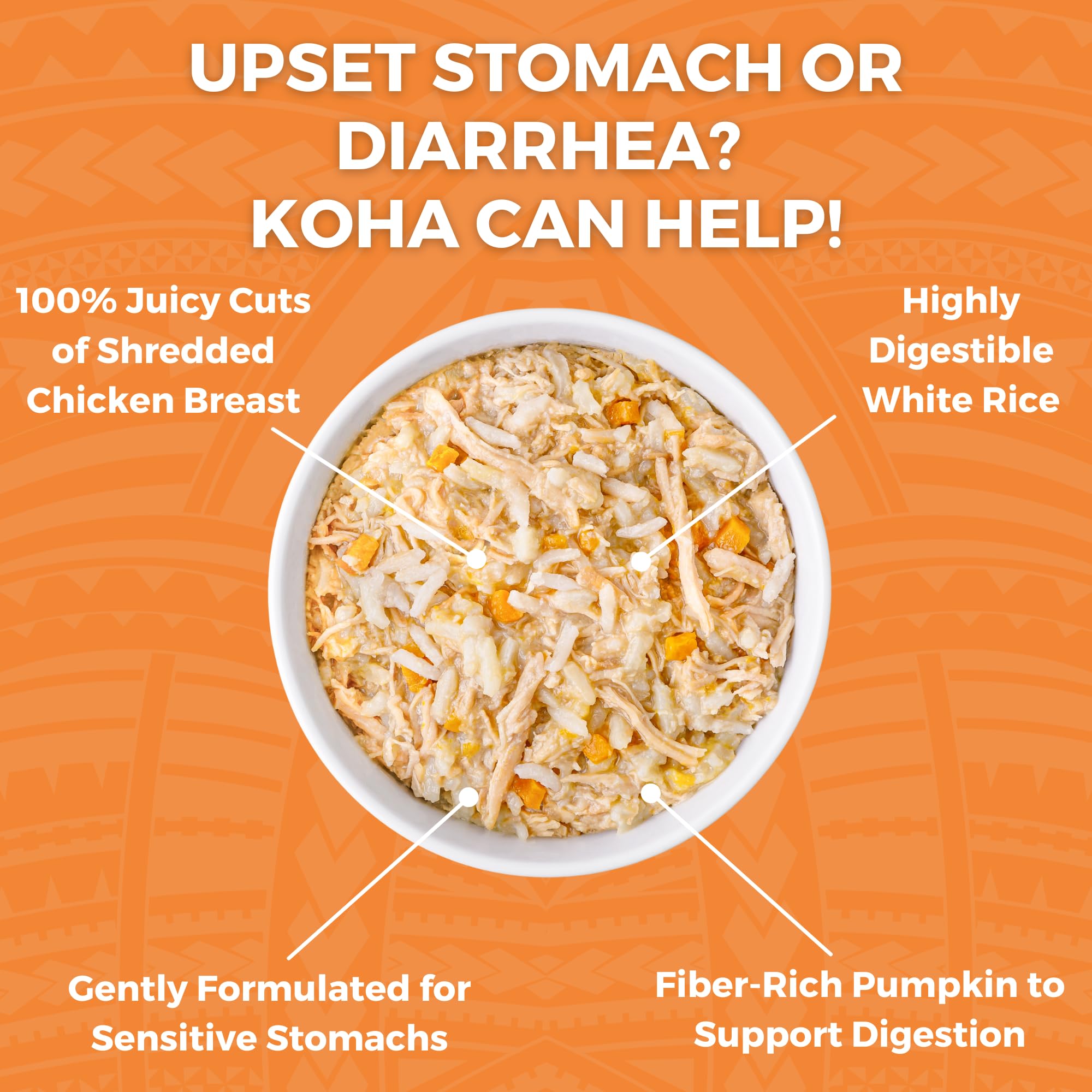 KOHA Bland Diet emphasizes single-protein chicken for easier digestion.