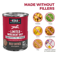 KOHA dog enjoys moist beef entrée, ideal as a meal topper.