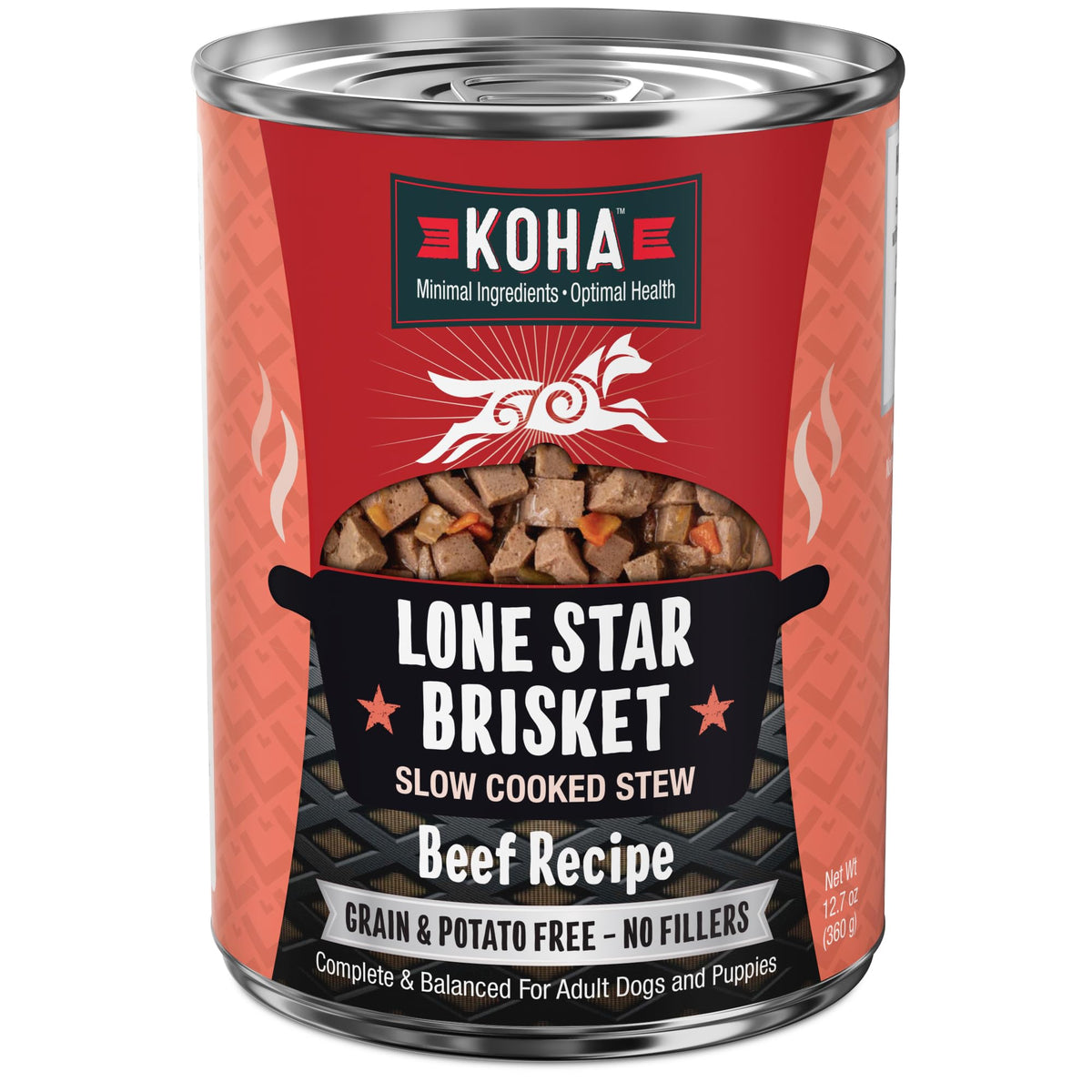 KOHA Lone Star Brisket Stew can with beef-first formula for easy digestion