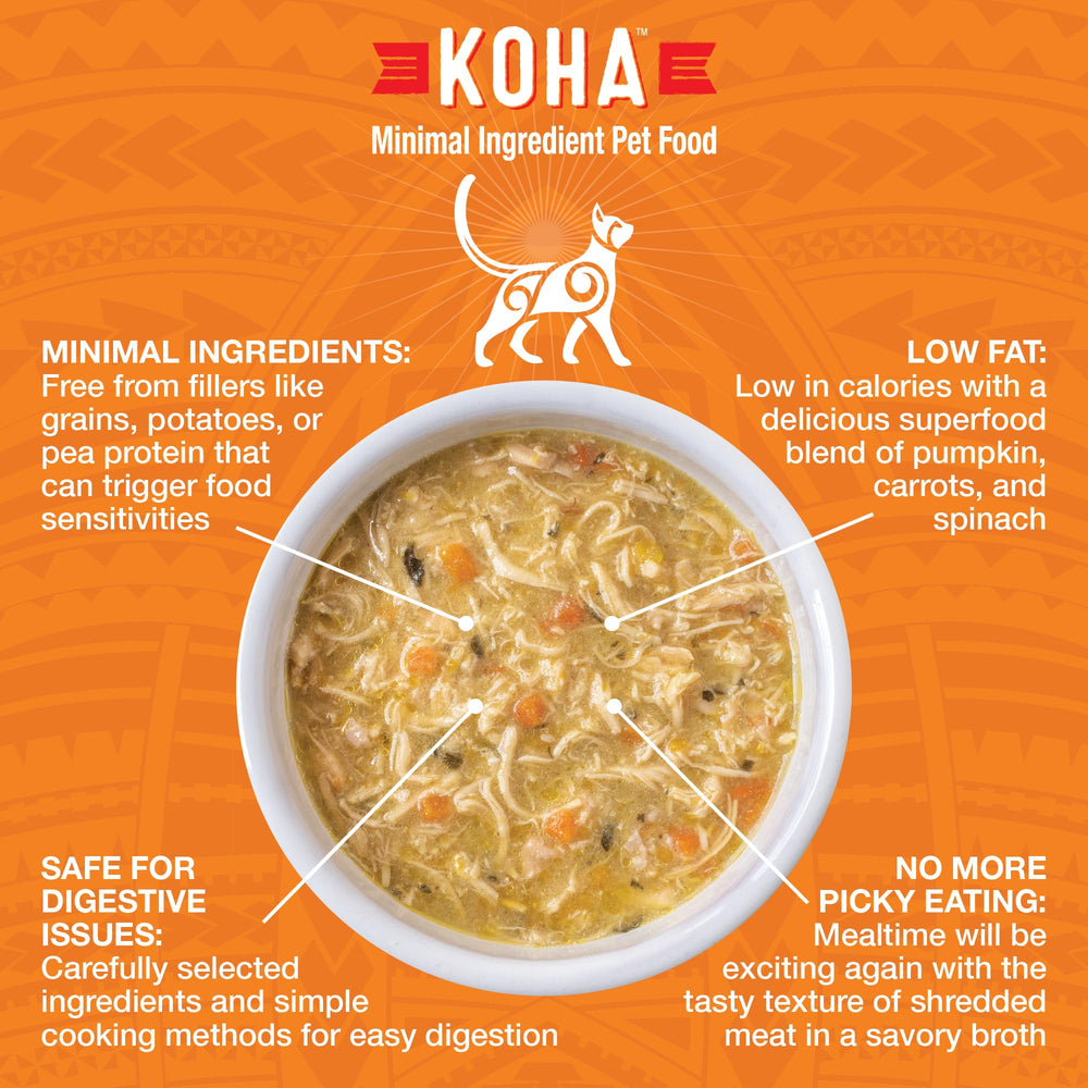 KOHA Pure Shreds chicken entree can side view with savory broth