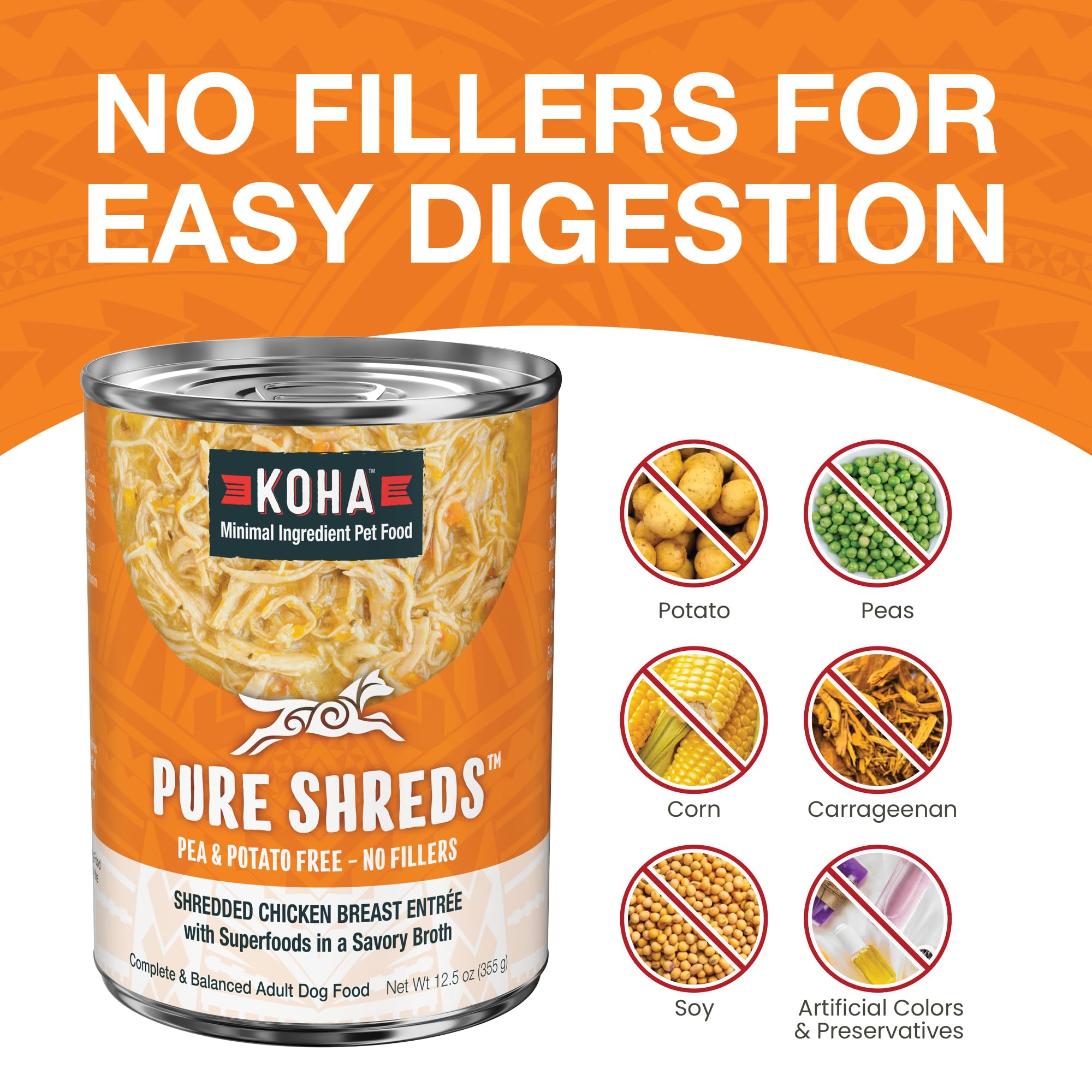 Low-fat KOHA Pure Shreds meal option for weight-conscious dogs