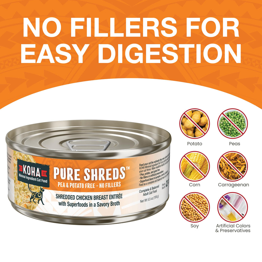 KOHA Pure Shreds chicken entree during mealtime appeals to picky eaters