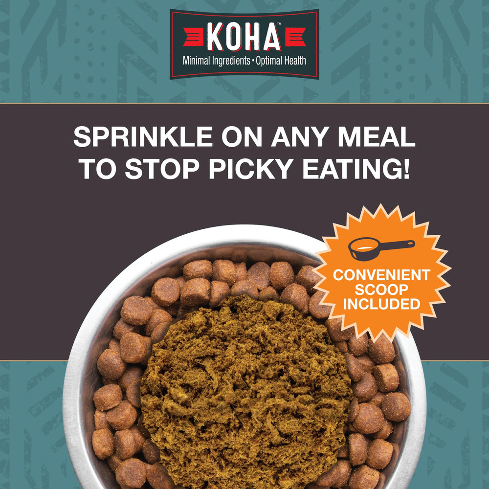 KOHA Raw Life Elk & Venison topper sprinkled on meals entices picky eaters.