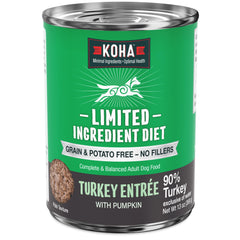 KOHA Turkey Entree can label shows grain-free, simple ingredients