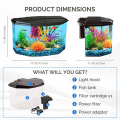 Koller AquaView 3-Gallon internal filter keeps water clean for healthy viewing.