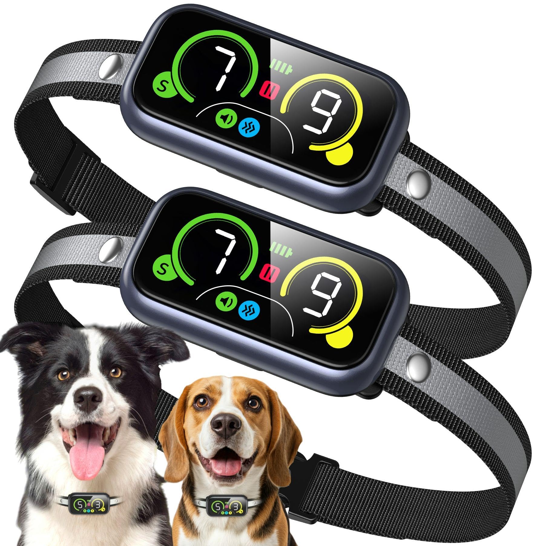 Kollgux Dog Bark Collar Pro front view, supports quiet outdoor training.