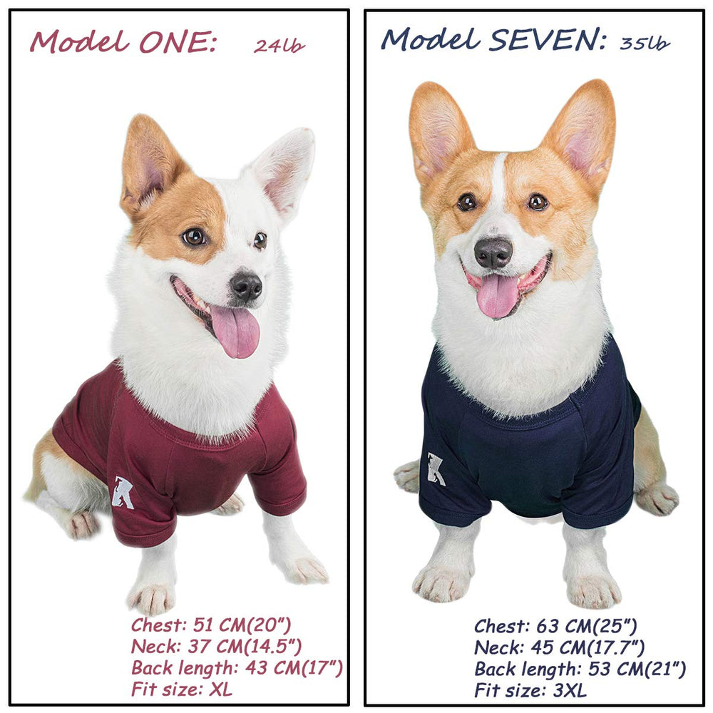 Koneseve dog shirt size chart close-up helps proper fitting