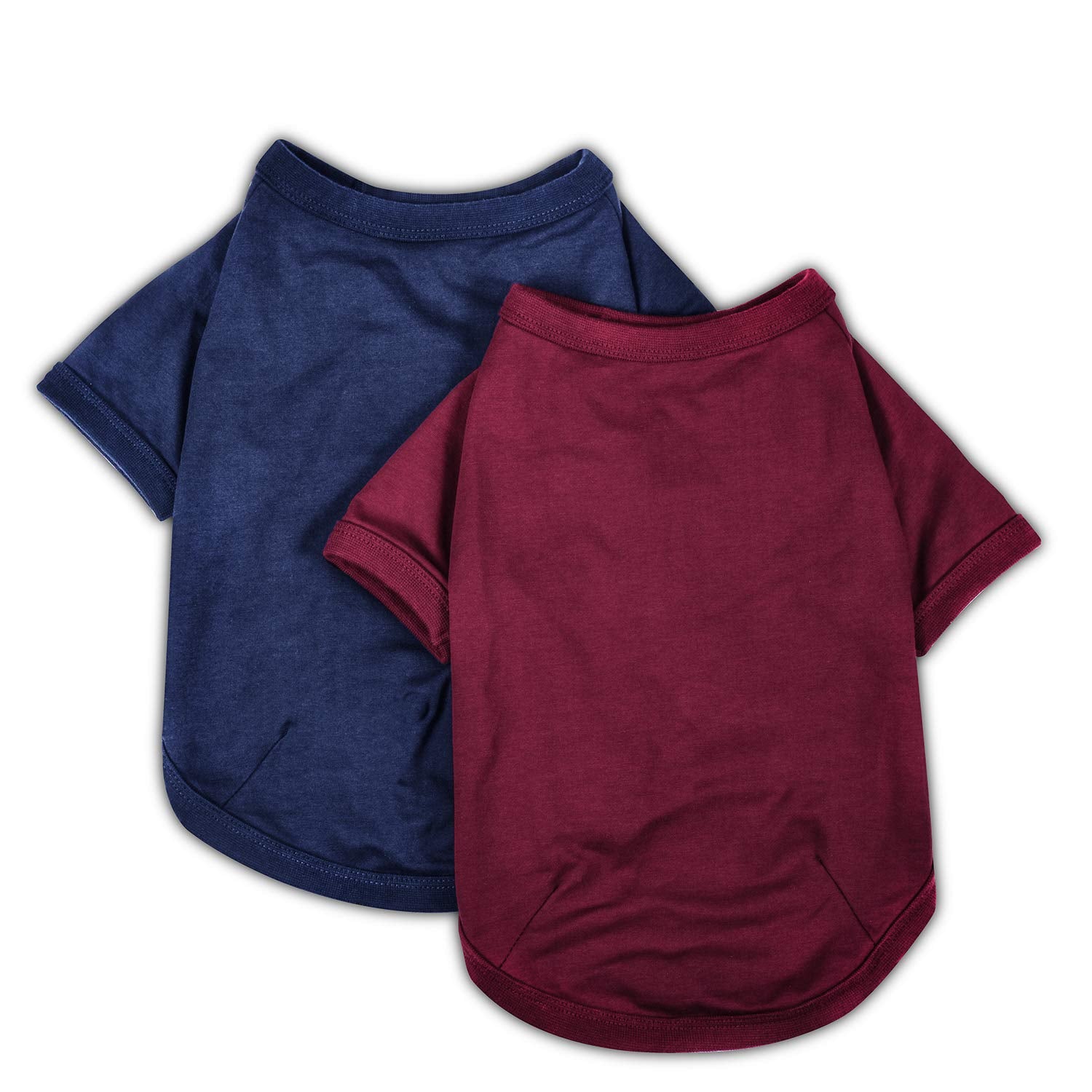 Koneseve dog shirt red back view shows stretchy, comfortable fit