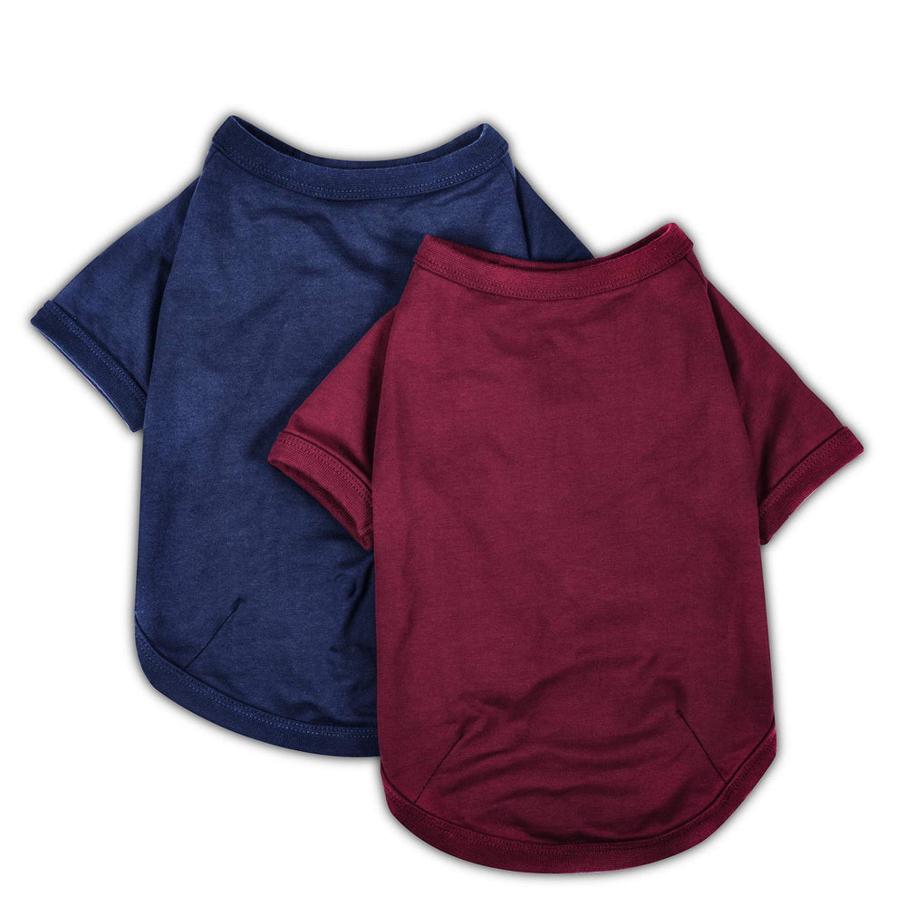 Koneseve dog shirt red back view shows stretchy, comfortable fit