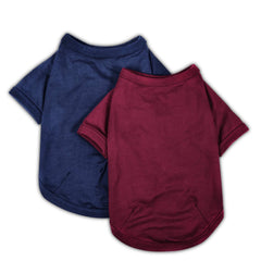 Koneseve dog shirt red back view shows stretchy, comfortable fit