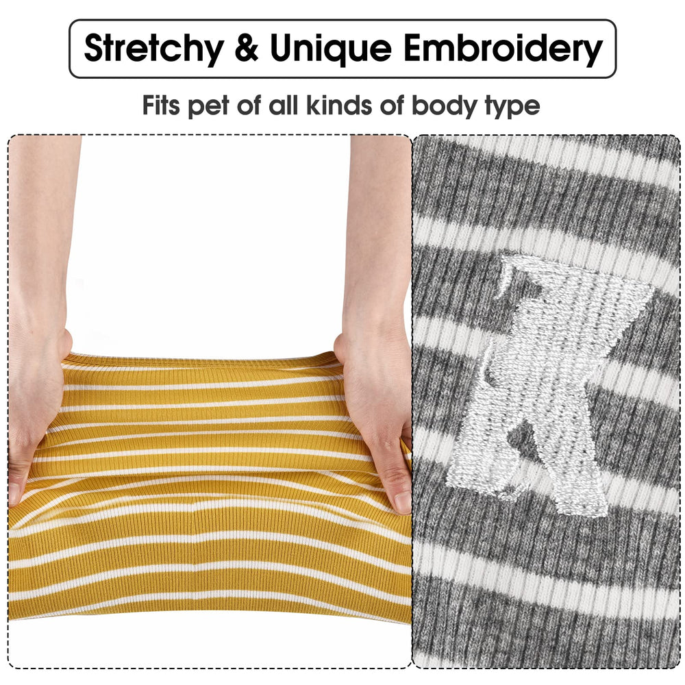 Koneseve dog shirt vest packaging shows 2-pack yellow and grey colors
