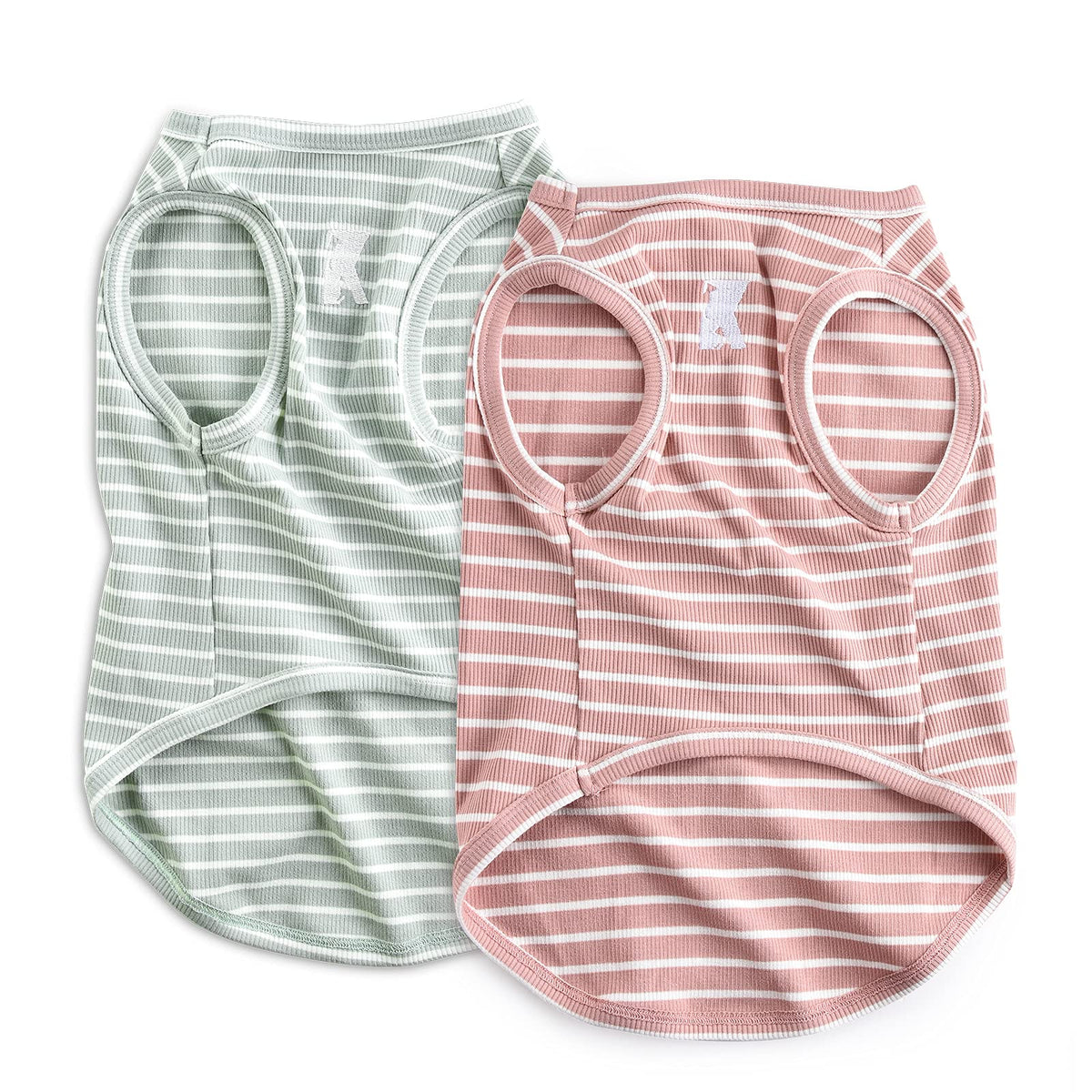 Koneseve dog shirt vest pink stripe front for breathable everyday comfort.