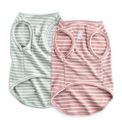 Koneseve pink striped dog shirt vest, breathable daily wear for dogs