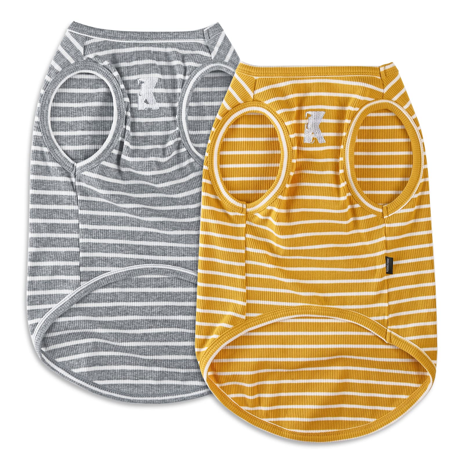 Koneseve dog shirt vest yellow front view highlights breathable sleeveless design for easy on/off