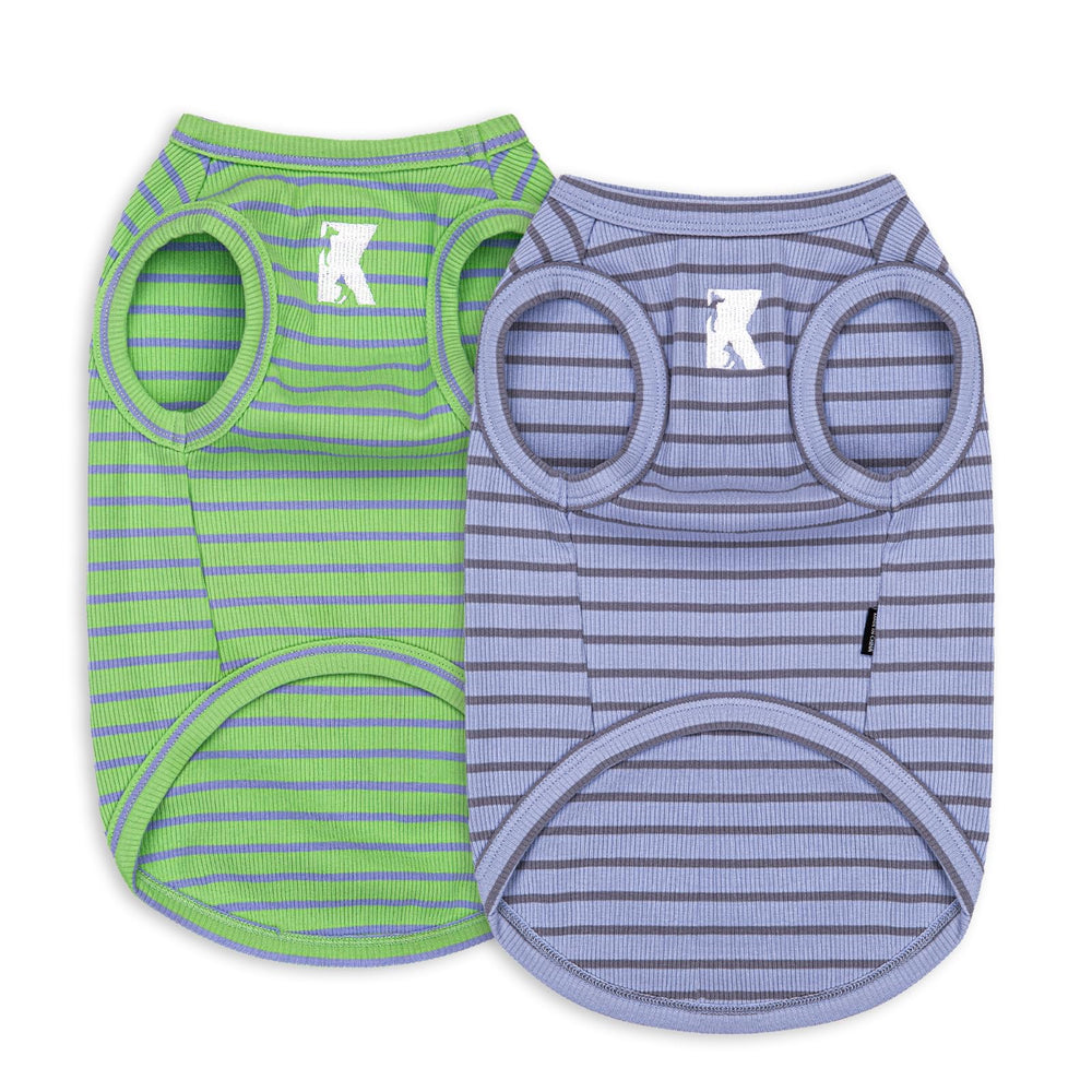 Koneseve two-pack shirt back view in breathable purple-green for summer comfort