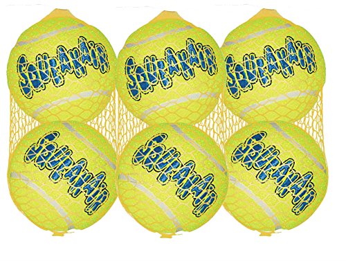 KONG Air Dog tennis balls for large dogs with squeaker, ideal for outdoor fetch and play