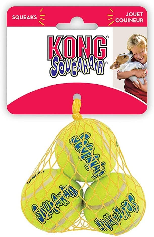 KONG Air Squeakers Tennis Ball X-Small, 1.5-inch diameter, durable 4-pack dog toy