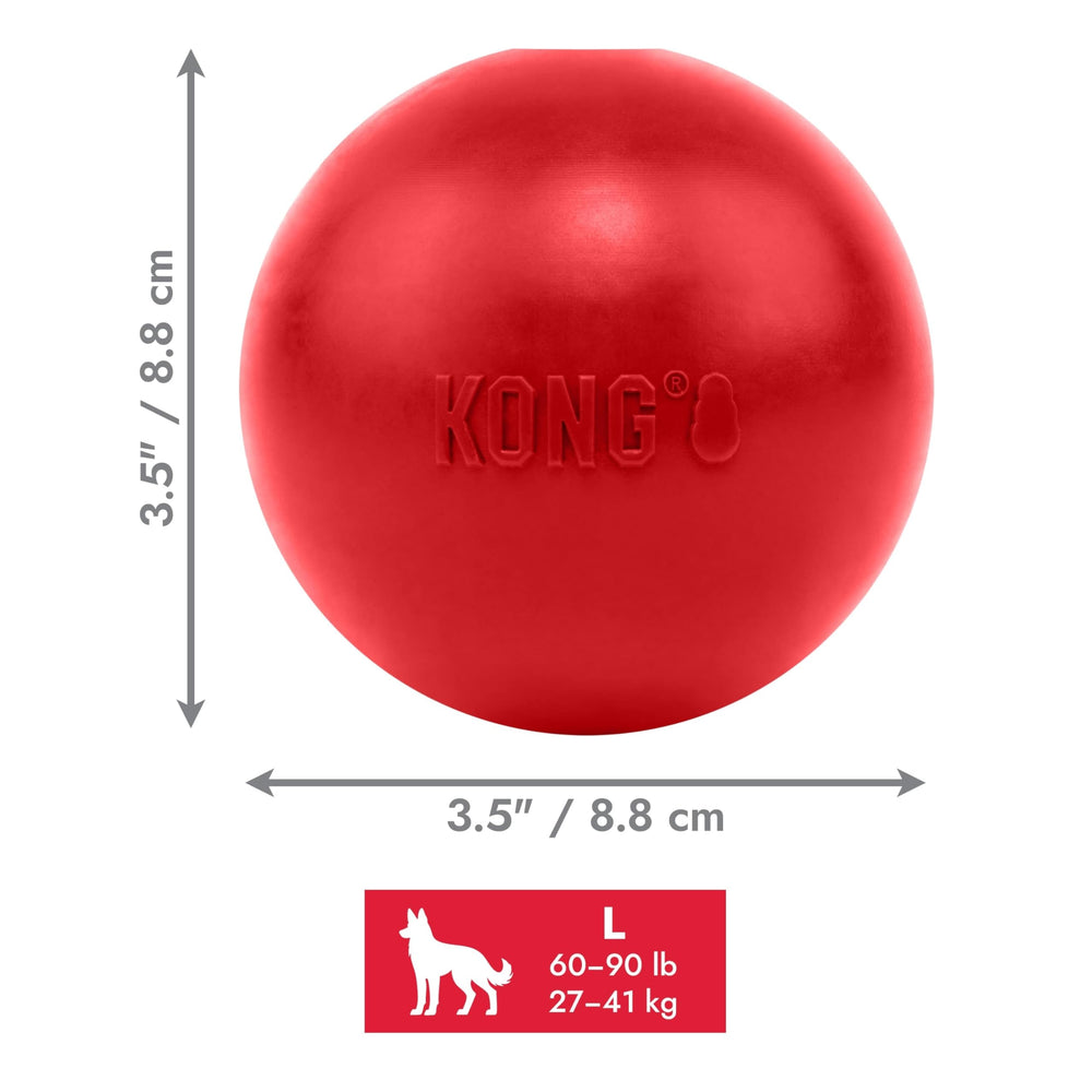 KONG Ball with Hole red two sizes available for bigger breeds.