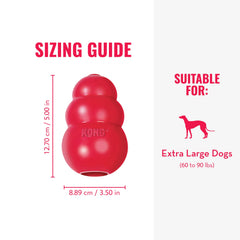 KONG Classic Stuffable Toy made from durable natural rubber for lasting chews.