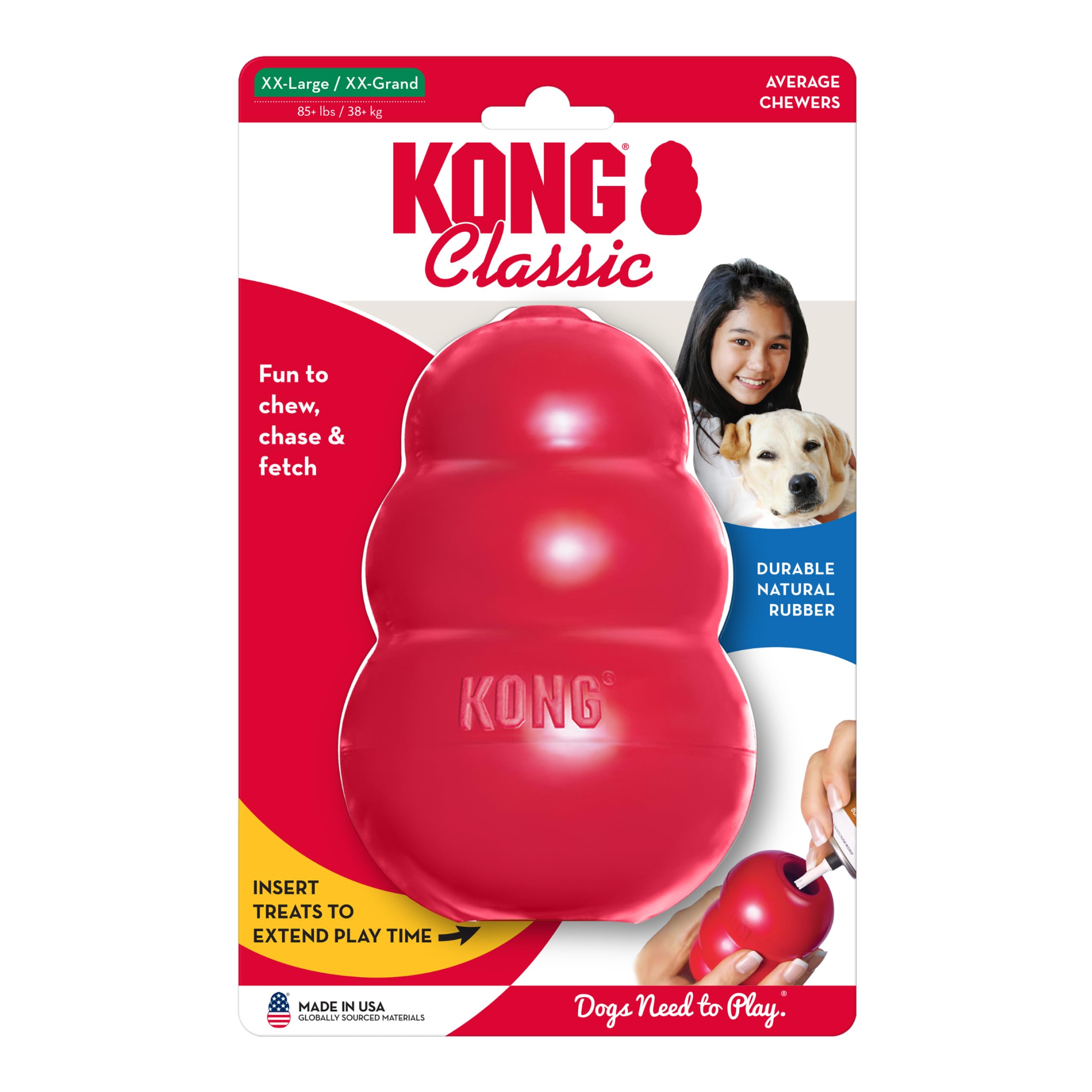KONG Classic offers mental stimulation through treat-filled play.