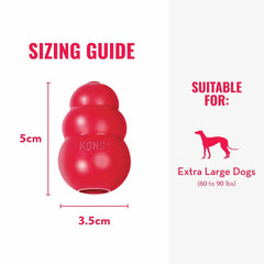 KONG Classic peanut butter-filled interior for tasty enrichment.