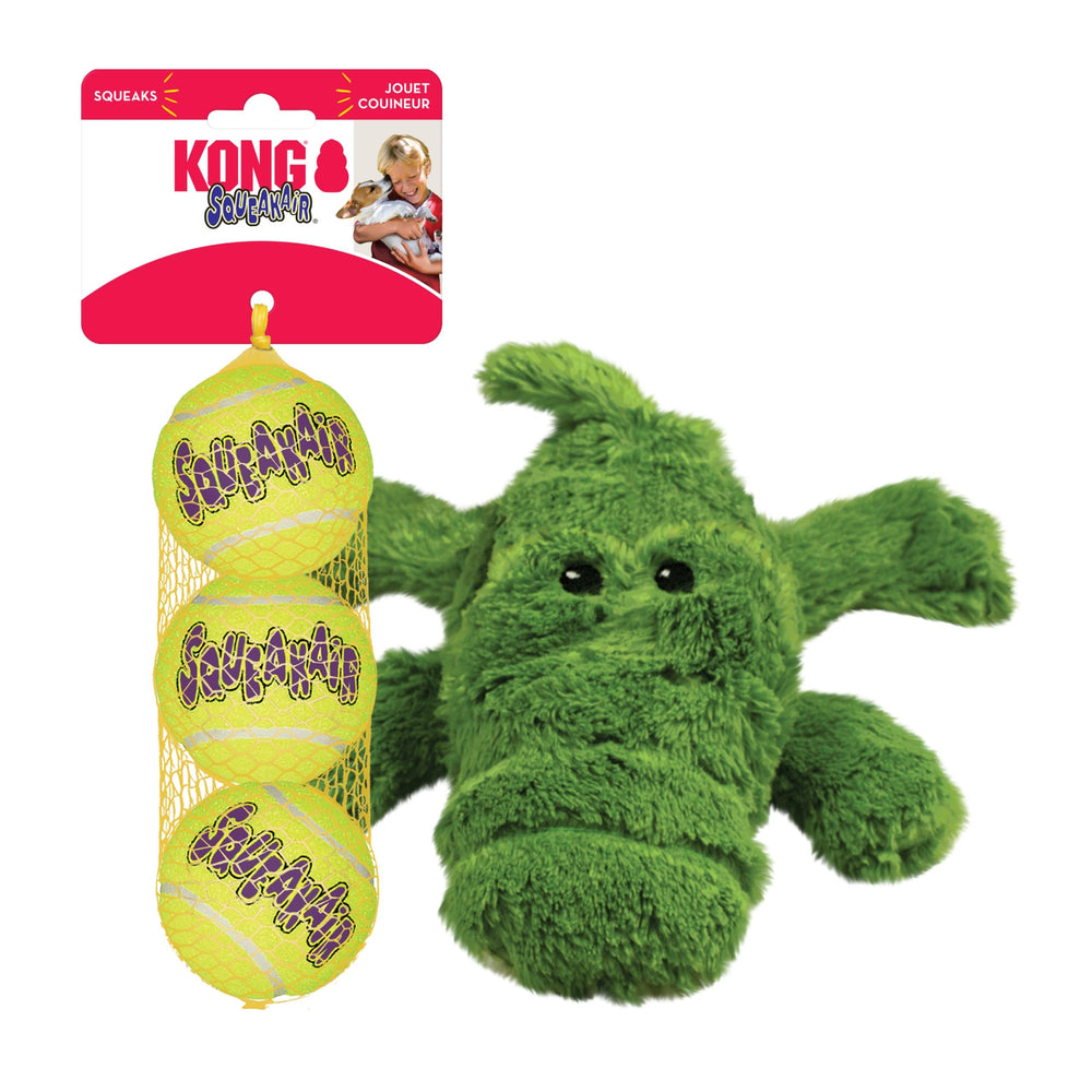 KONG Cozie Ali Alligator soft plush toy for cozy indoor snuggles and safe fetch.
