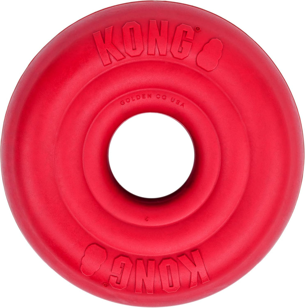 The KONG Donut dog toy uses a chewer-friendly design for power chewers.