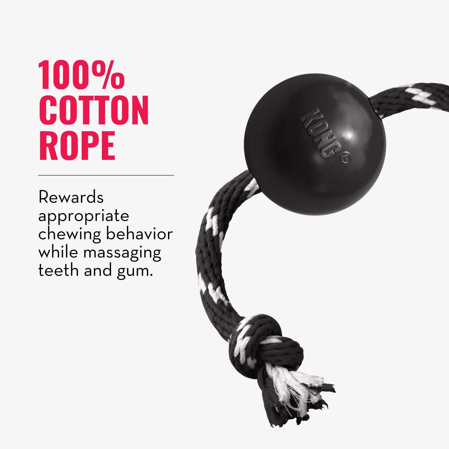 KONG Extreme ball with rope, durable for long playtimes with big dogs.
