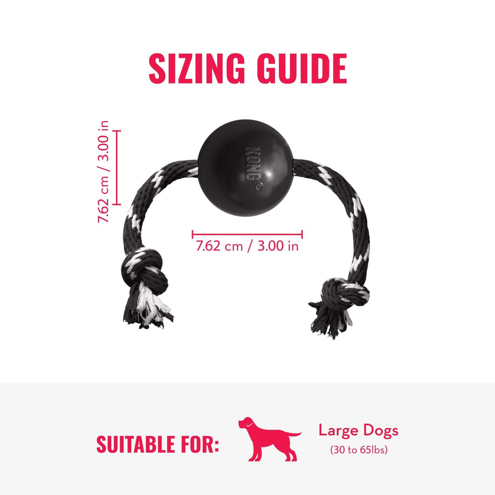 KONG USA-made ball with rope, trusted quality and satisfaction guarantee.