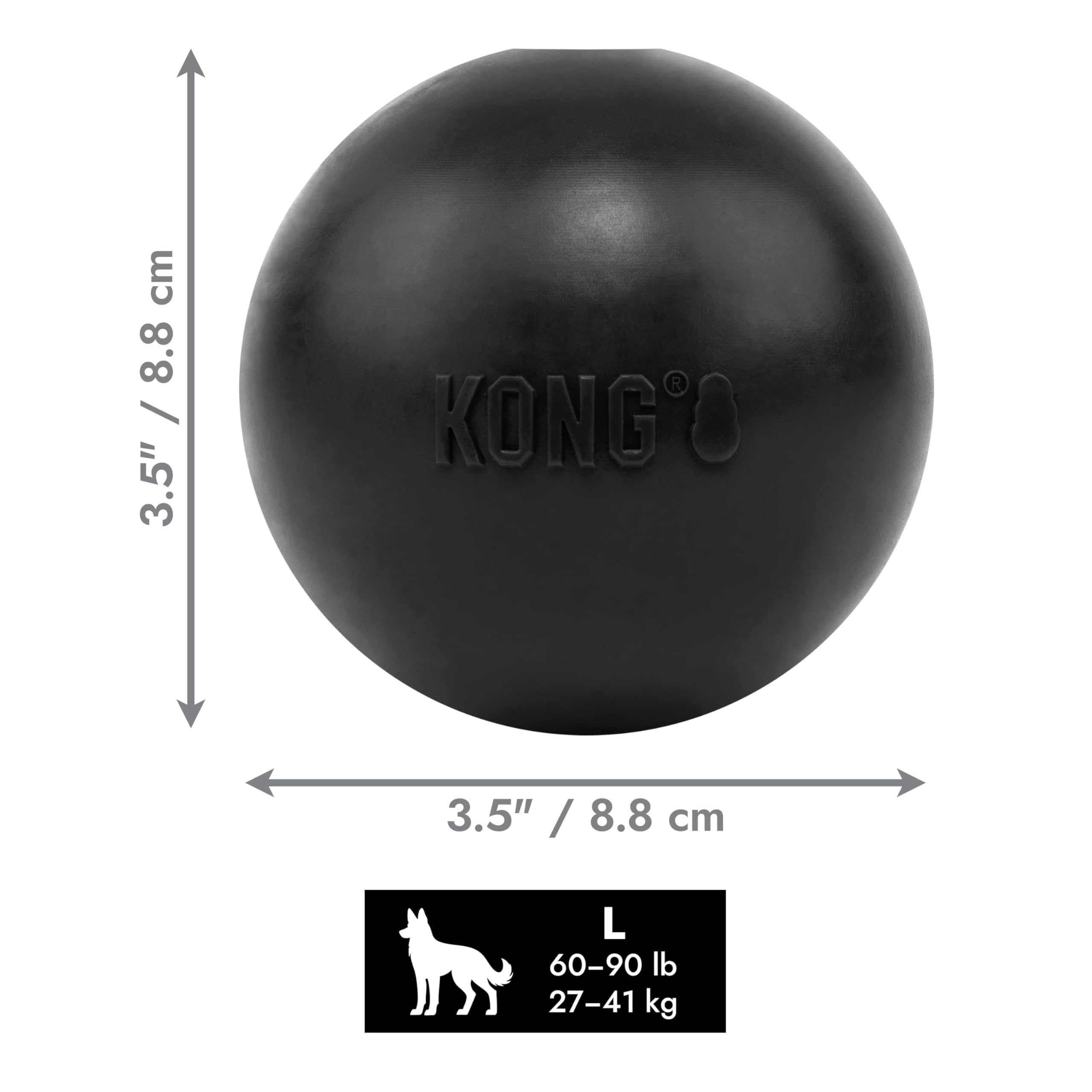 KONG Extreme Ball with Hole supports supervised play and safe fun.