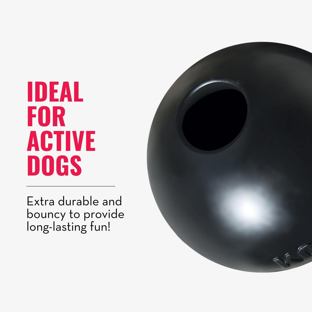 KONG Extreme Ball with Hole outdoor play view highlights outdoor-ready durability for fetch