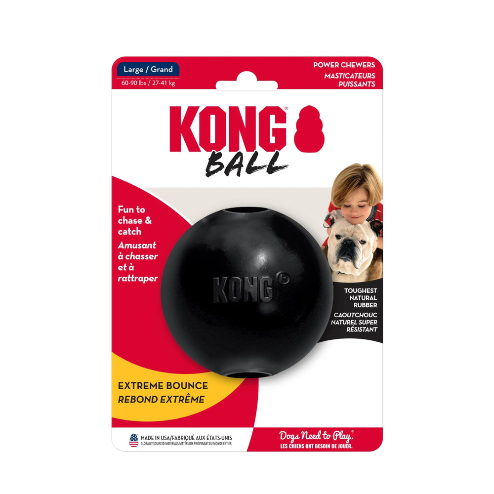 KONG Extreme Ball with Hole made of natural rubber for durable bouncing.