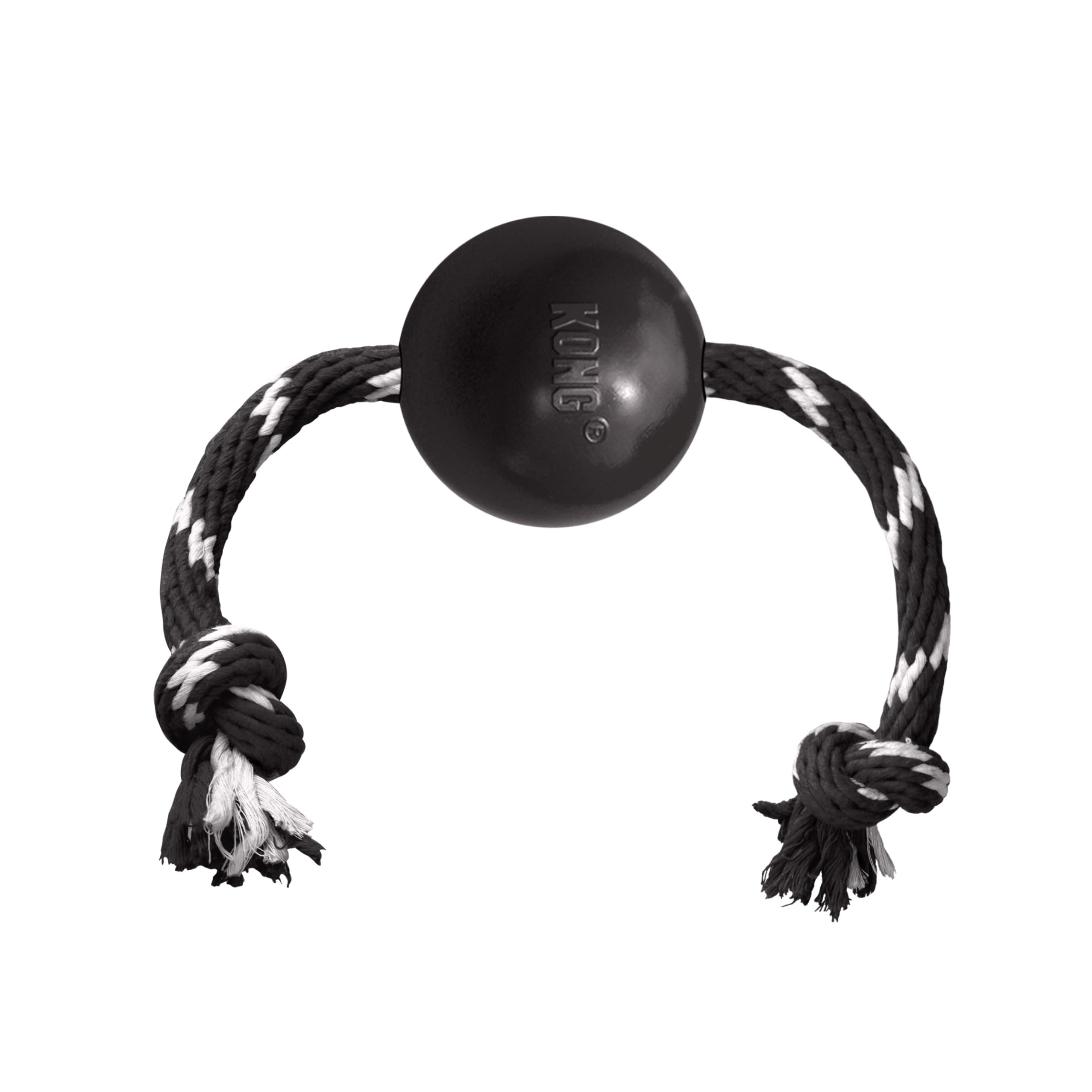 KONG Extreme ball with rope in black for large dogs, built to last.