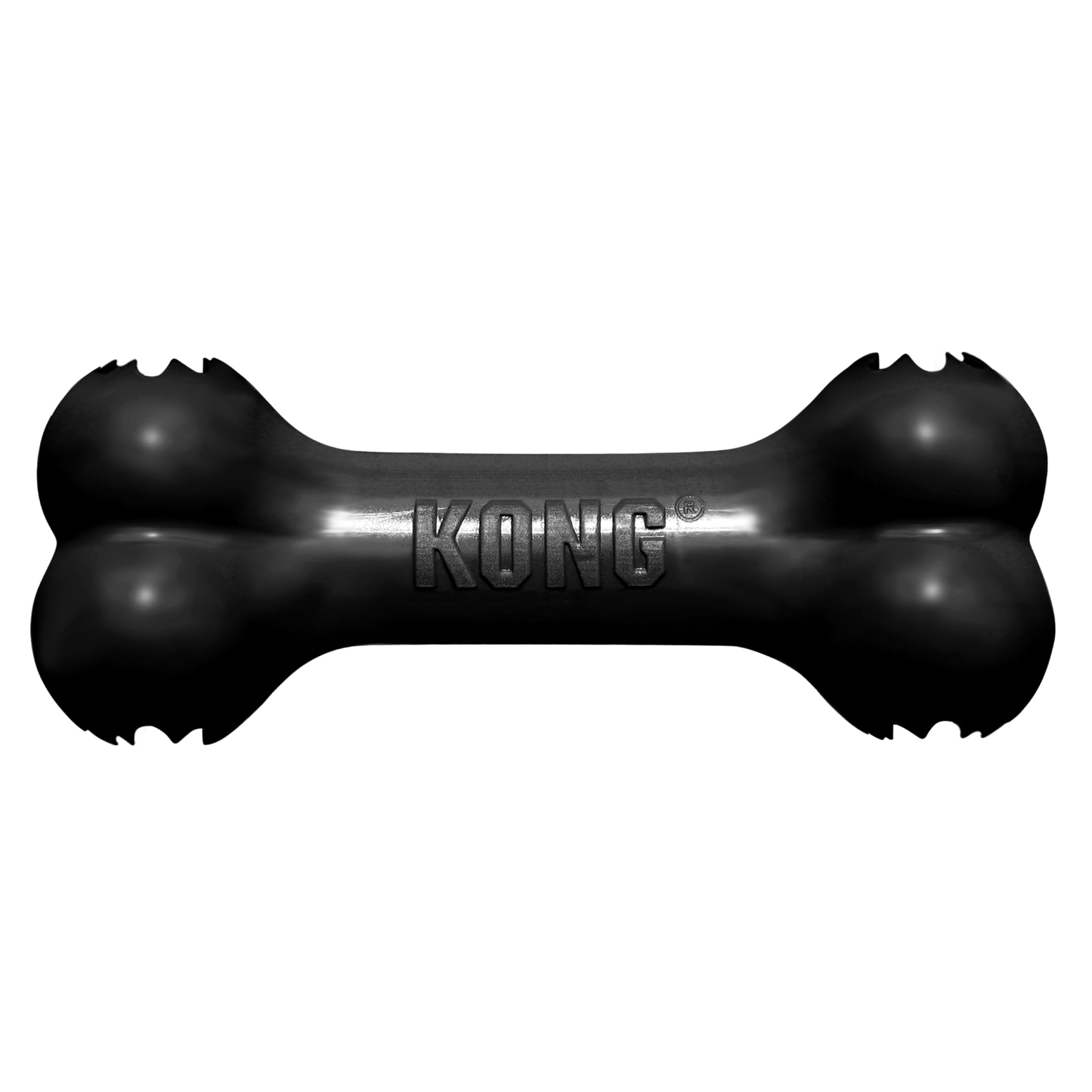 KONG Extreme Goodie Bone action shot demonstrates durable chew for power chewers.