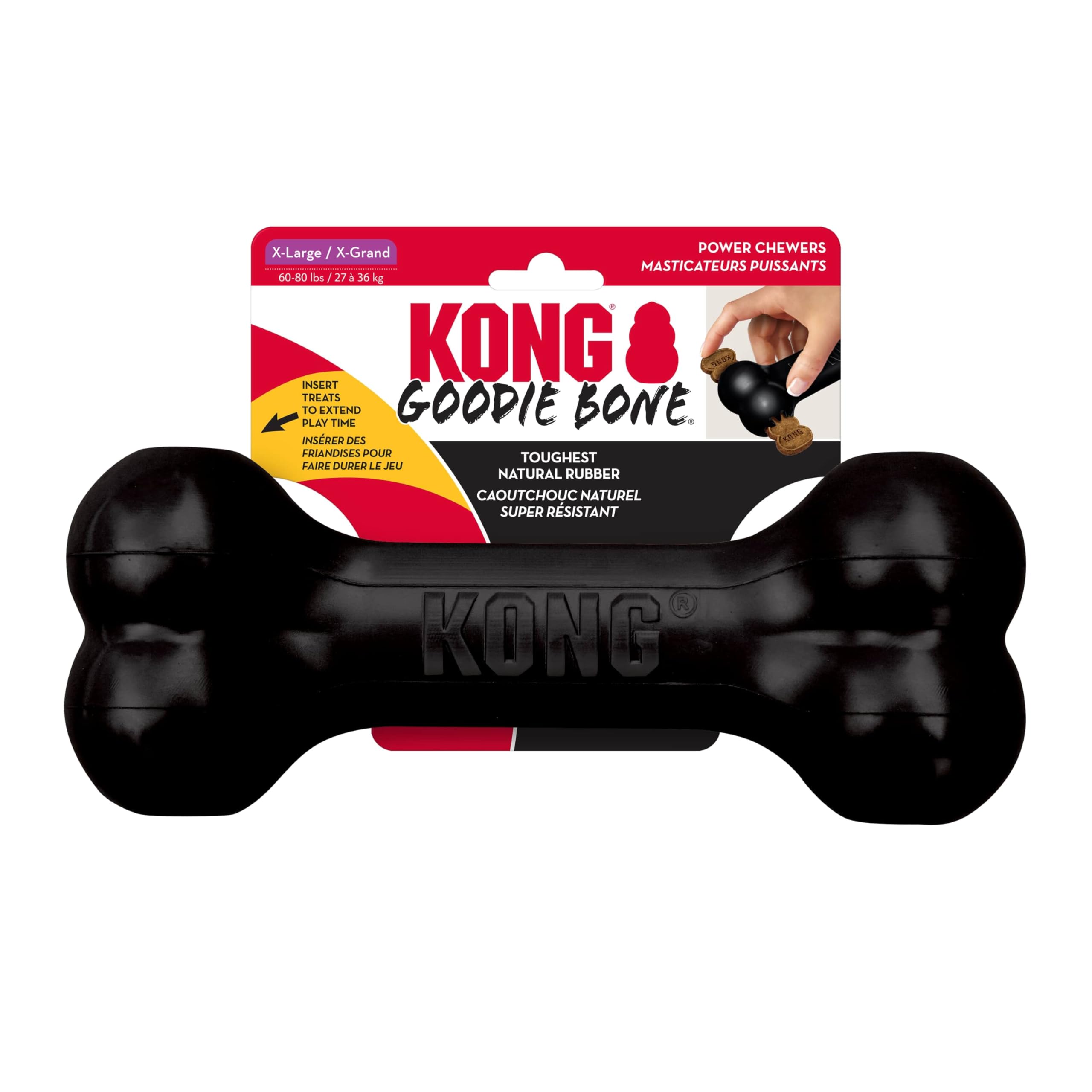 KONG Extreme Goodie Bone for extra large dogs; durable black rubber for power chewers.