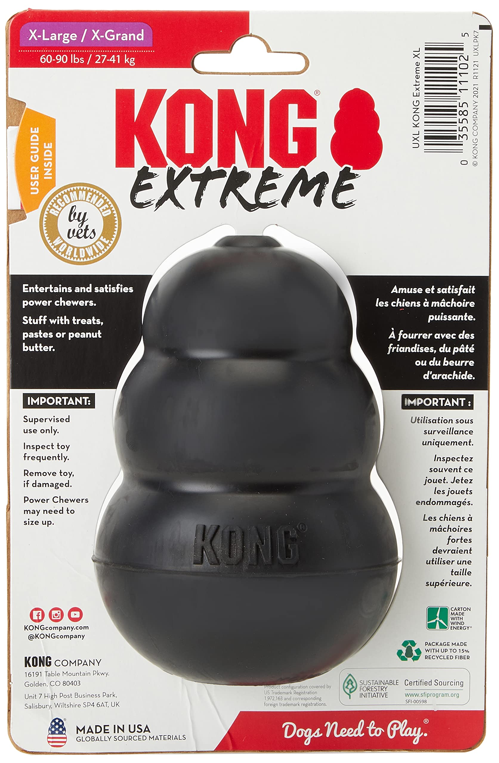 KONG Extreme X-Large 2-Pack filled with treats for engaging rewards.