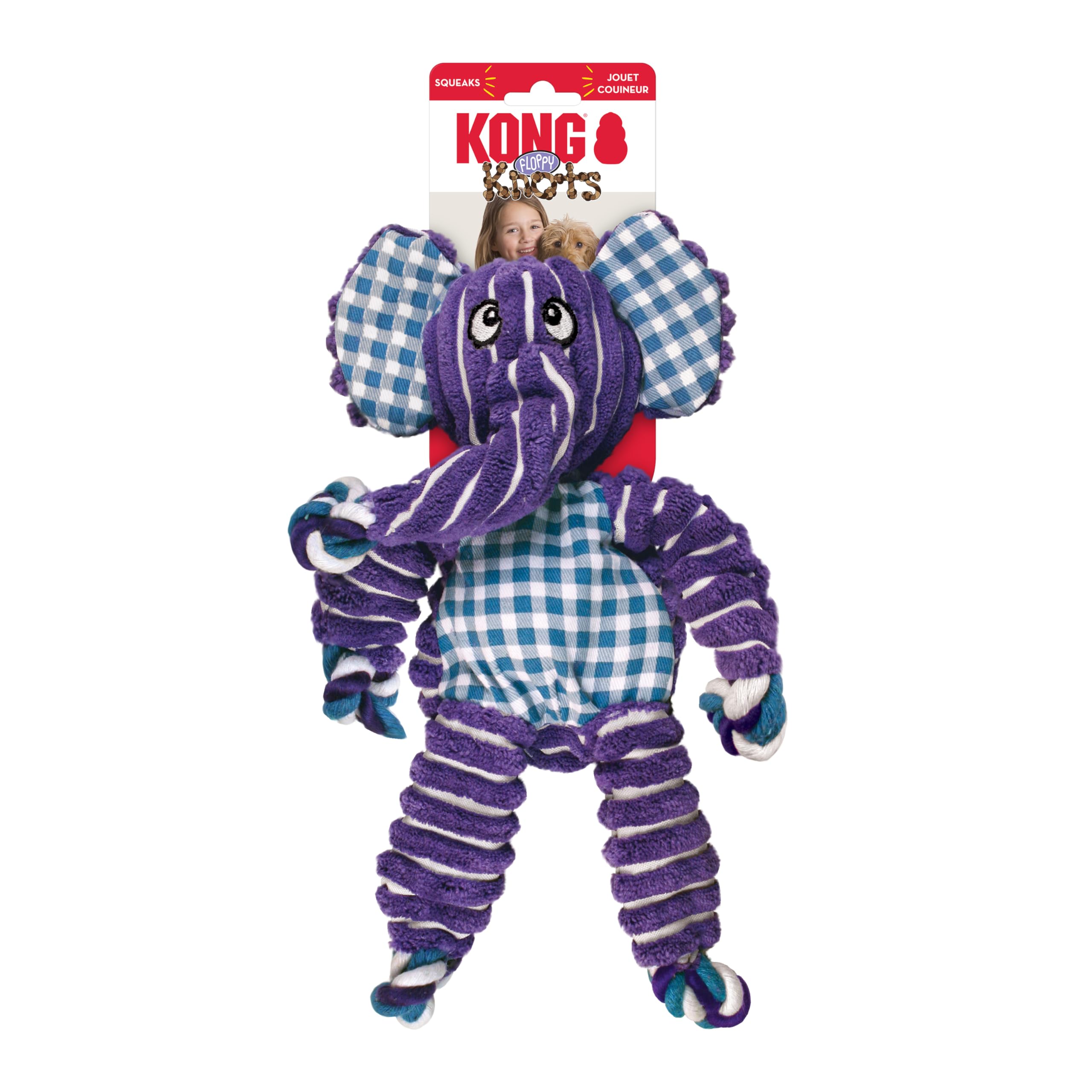 KONG Floppy Knots durable texture supports long lasting play.