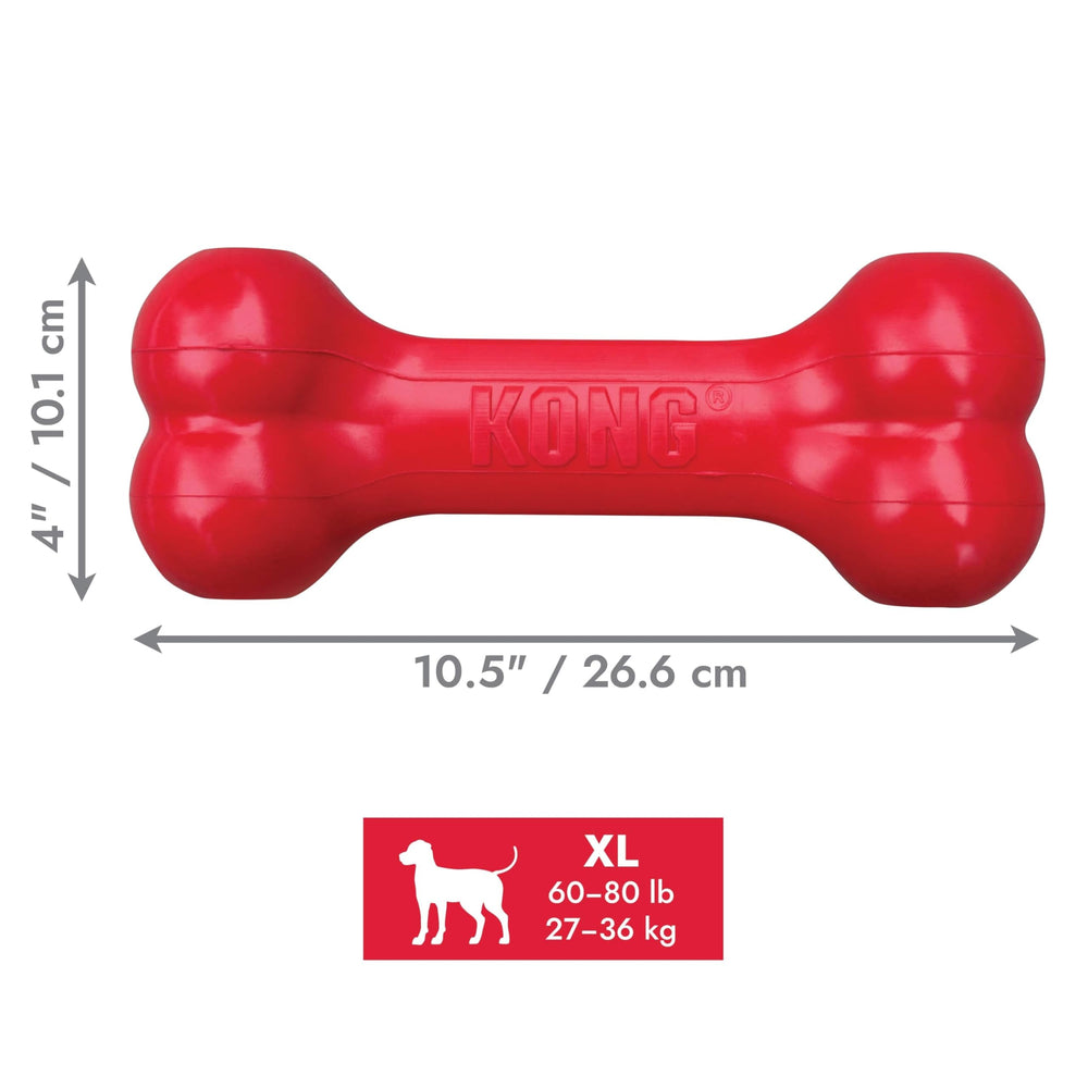 Dog playing with KONG Goodie Bone in red for extra large breeds