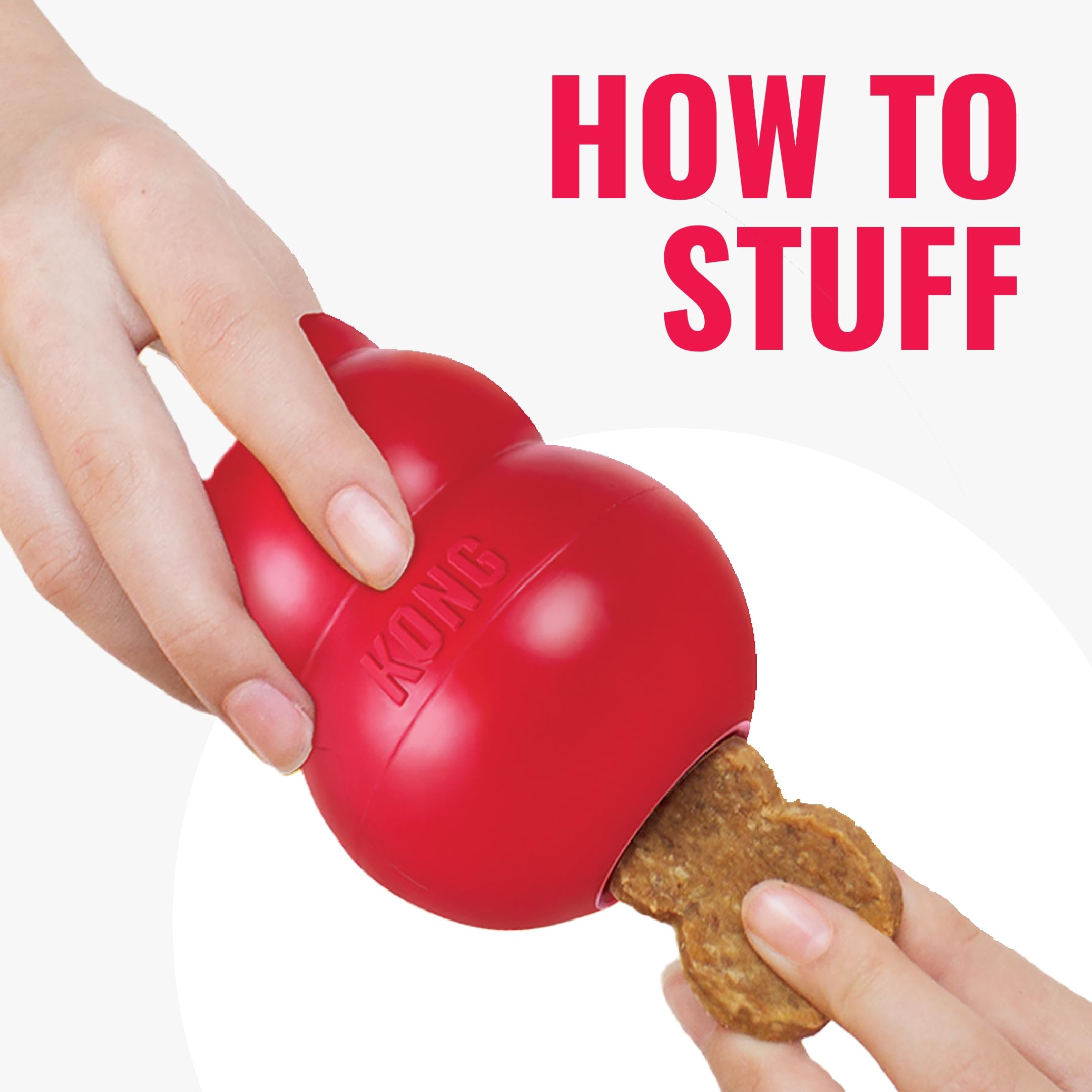 Dog enjoys KONG Jerky Chicken stuffed into a toy during play.