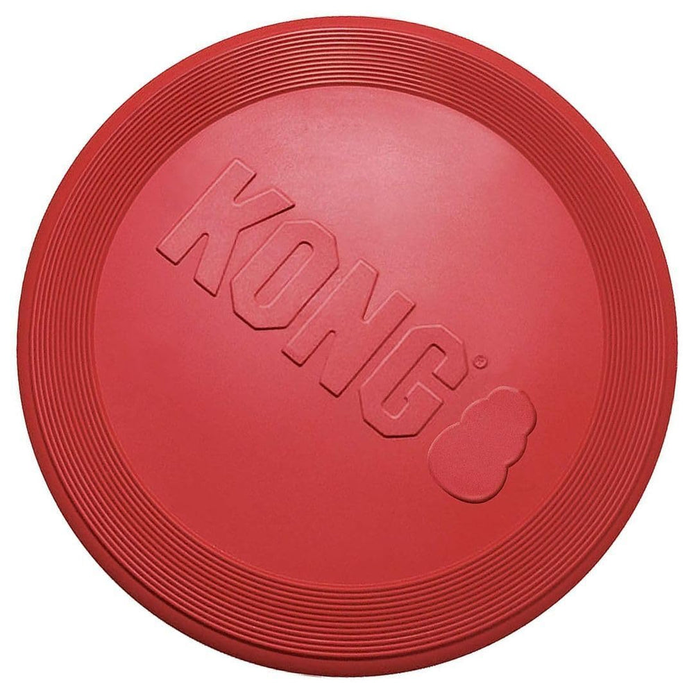 KONG Rubber Flyer large 2-pack red, packaging shows two durable toys.