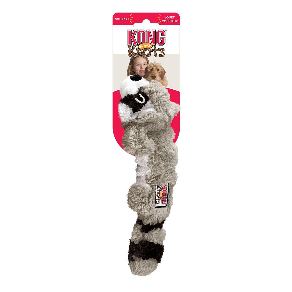 KONG Scrunch Knots Raccoon squeaks add delight during playtime
