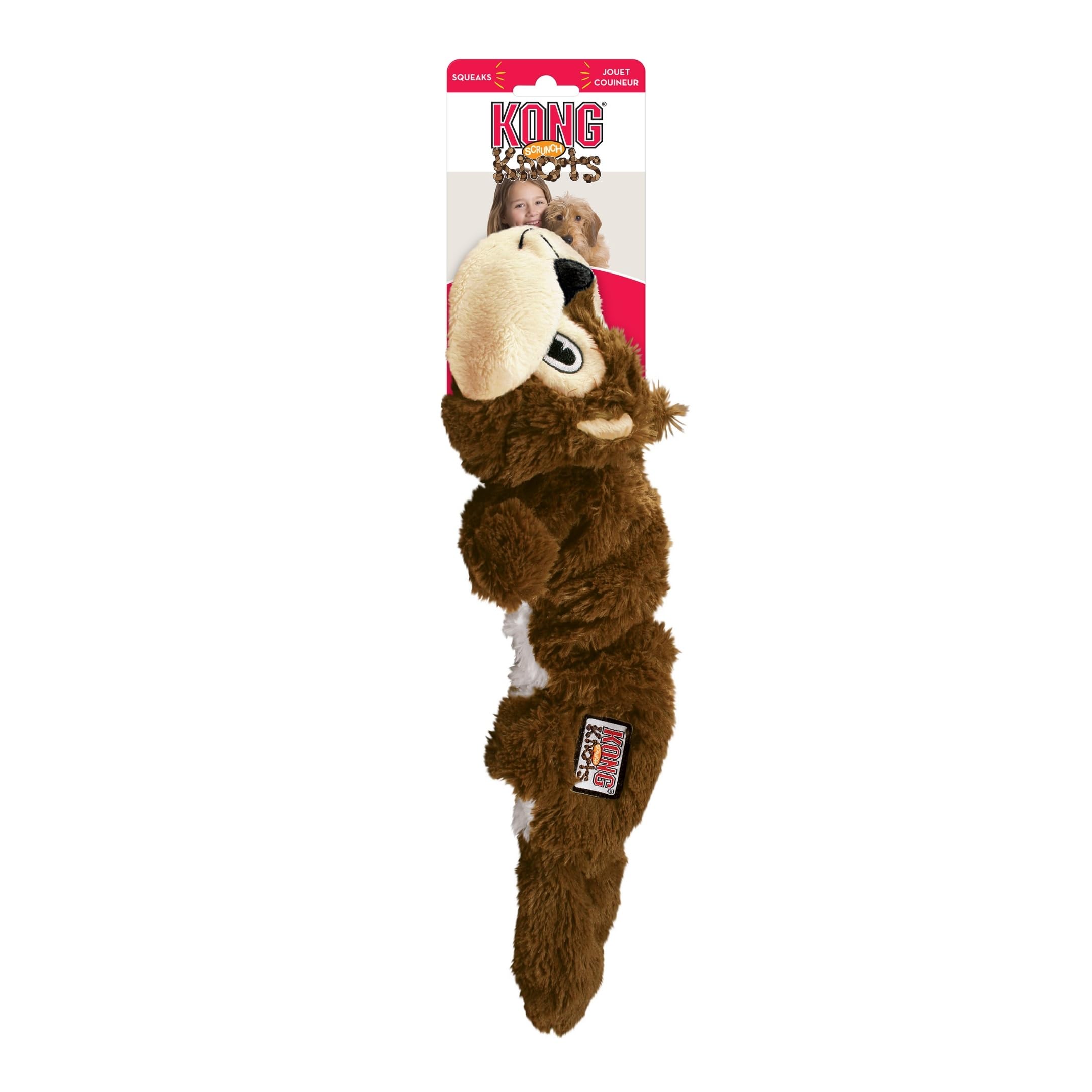 KONG Scrunch Knots Squirrel detailed close-up of the toy’s texture and knots