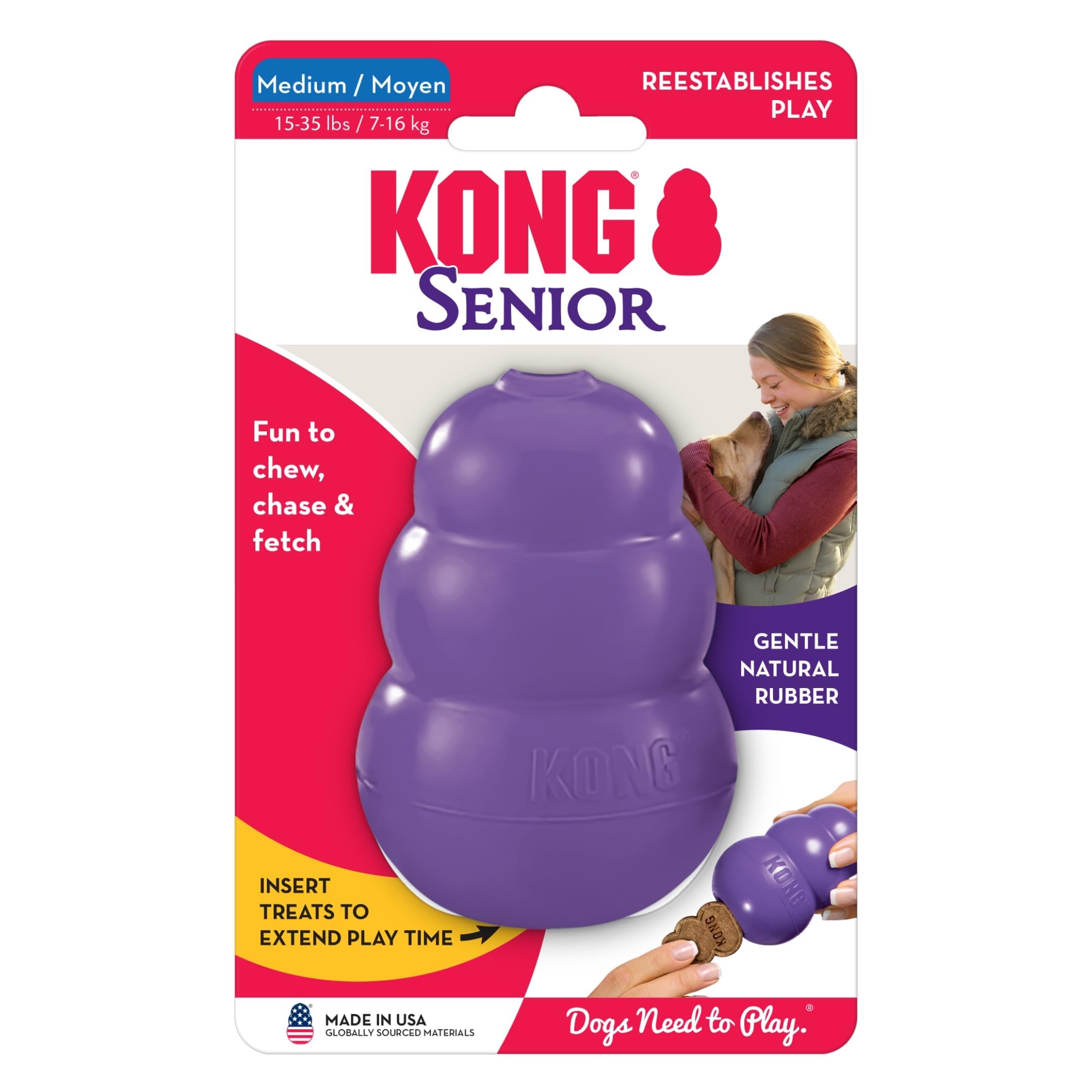 KONG Senior teeth and gums friendly toy supporting gentle chewing