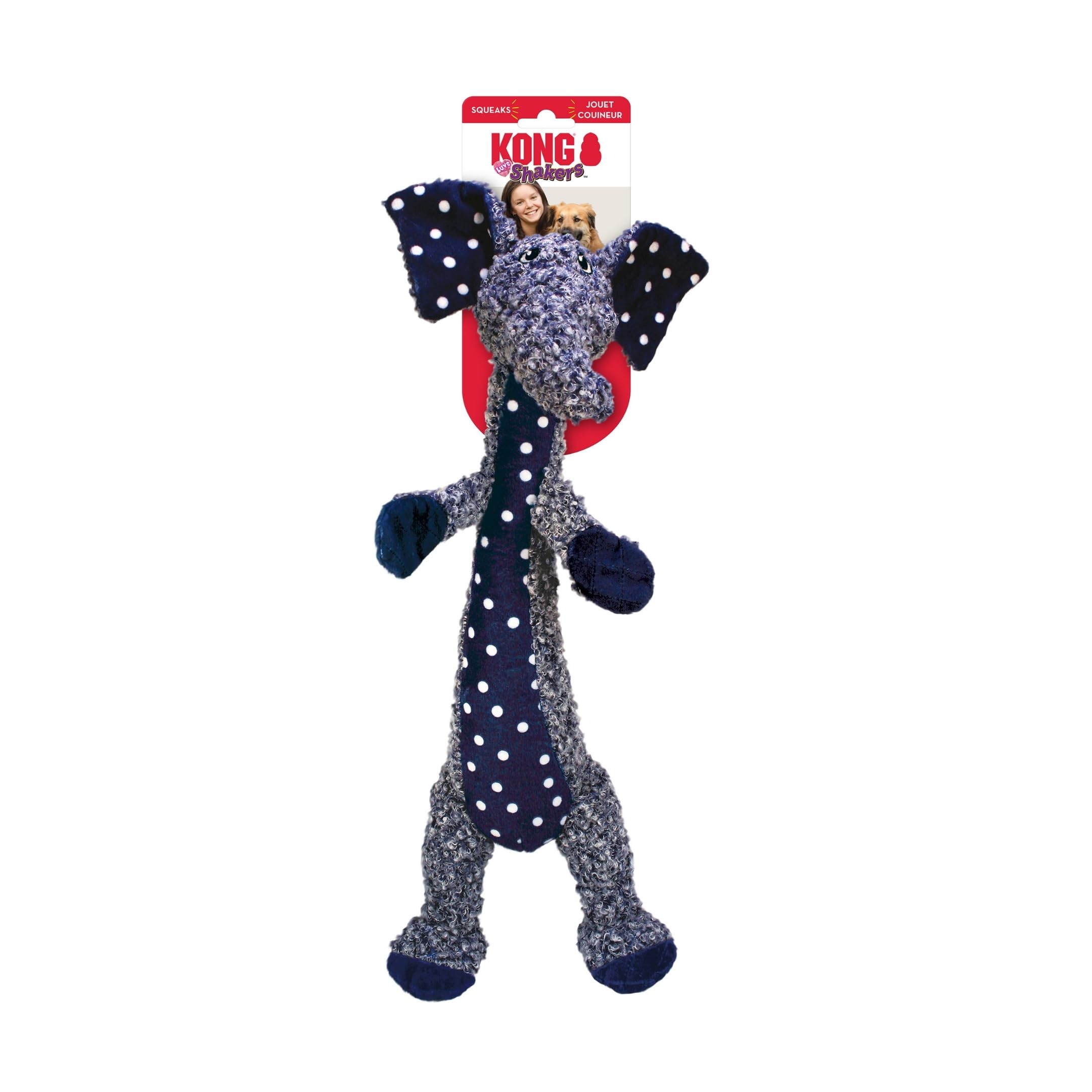 KONG Shakers Luvs Elephant blue large toy fuels fetch and tug play outdoors