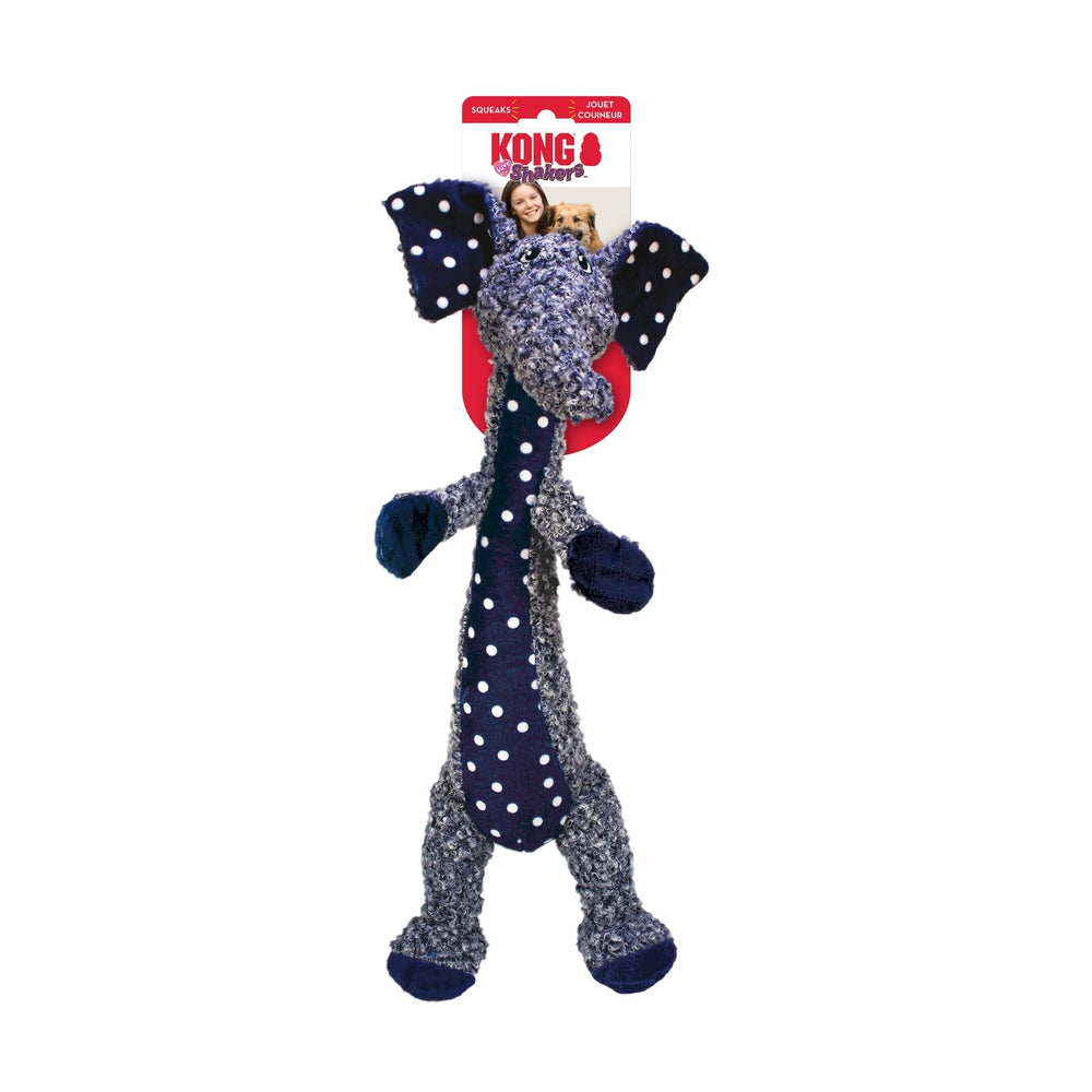 KONG Shakers Luvs Elephant blue large toy fuels fetch and tug play outdoors
