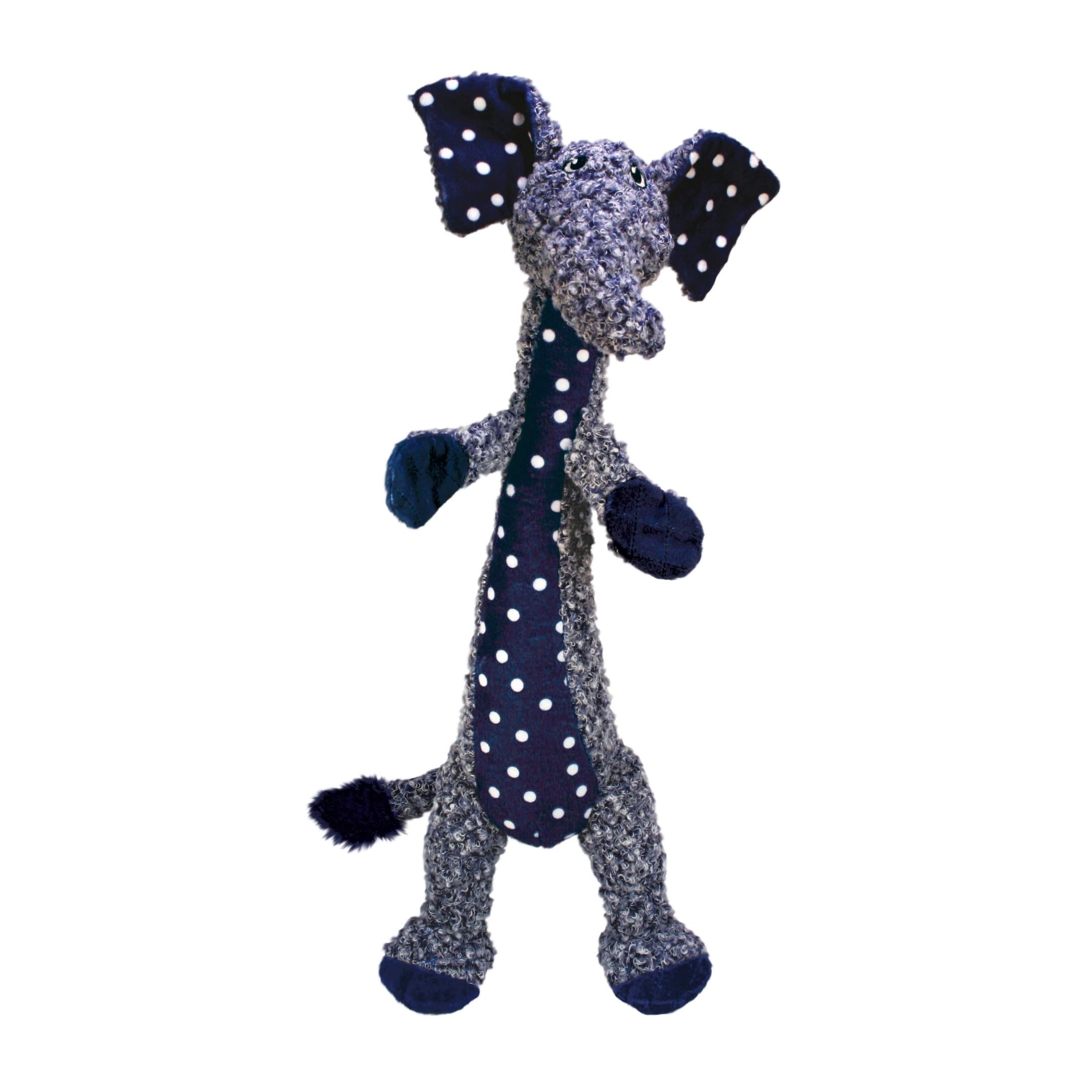 KONG Shakers Luvs Elephant long body tug toy in blue large for interactive play