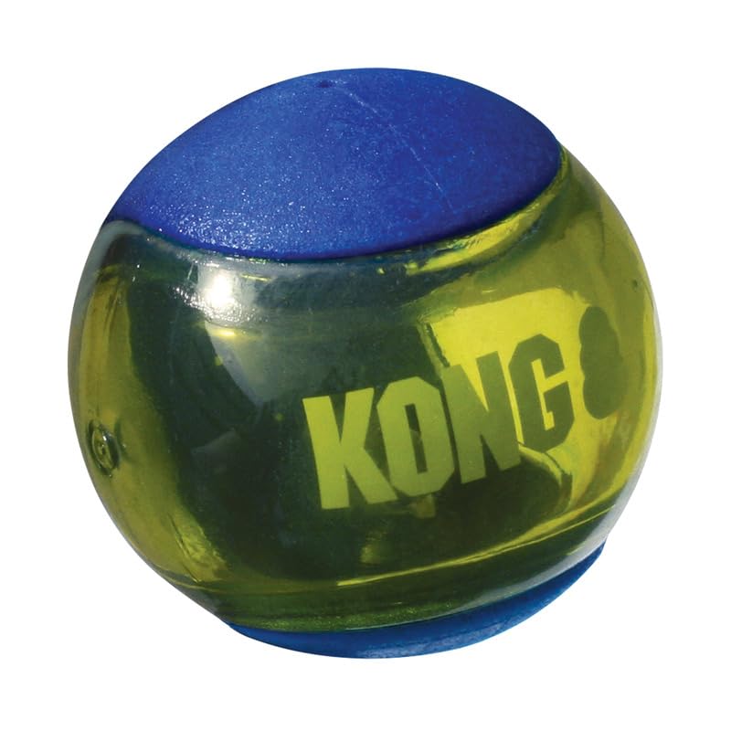 KONG Squeezz Action Ball blue for indoor-outdoor play and versatile fun.